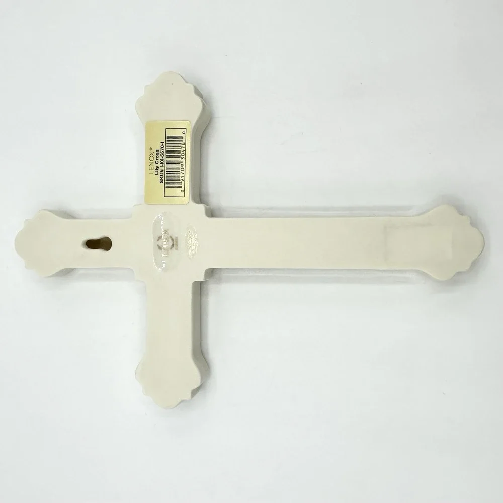 LENOX Lily Cross Wall Hanging Ivory Gold Accents Porcelain